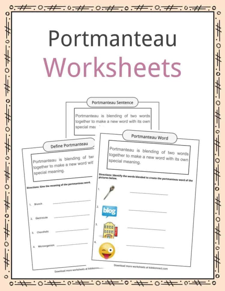 Portmanteau Worksheets   Definition For Kids