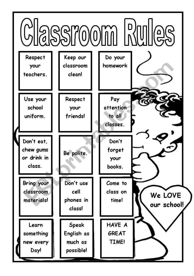 Poster Classroom Rules  Esl Worksheetgiovannademartin