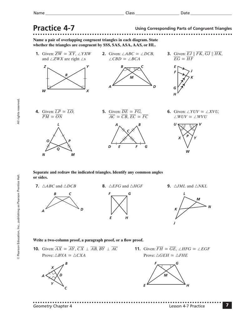 Congruence And Triangles Answer Key