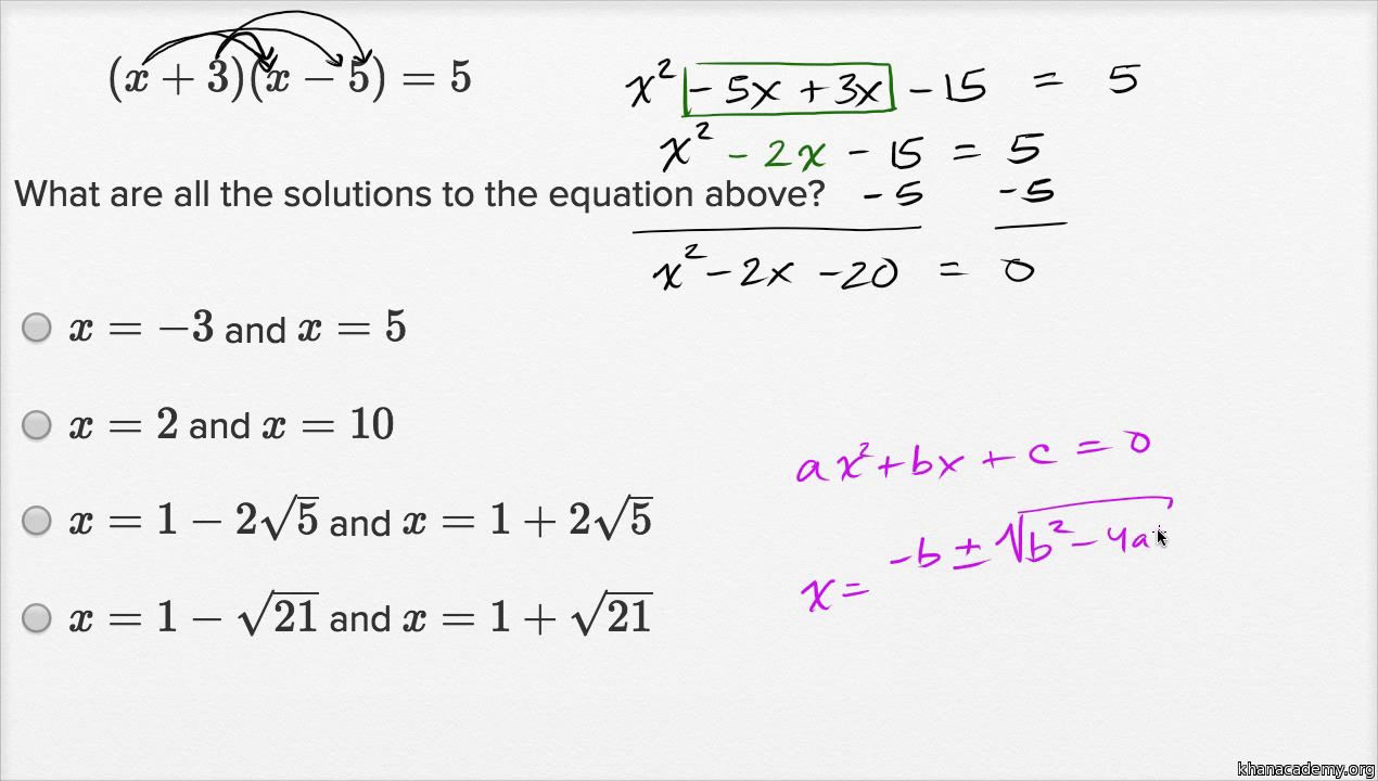 solving quadratic equations problems and answers