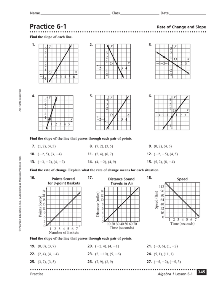 Rate Of Change Worksheet