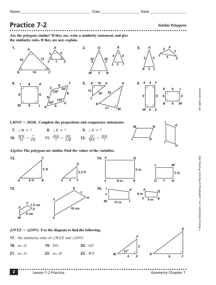 Similar Polygons Worksheet Answers
