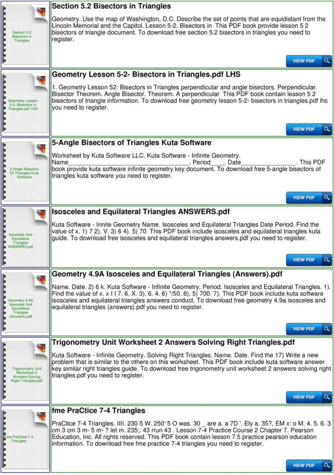Practice A Bisectors In Triangles Answers  Pdf
