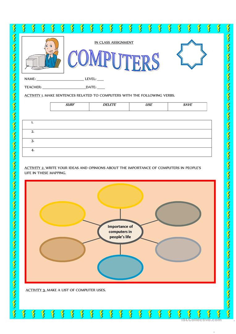 Practice About Computers  English Esl Worksheets