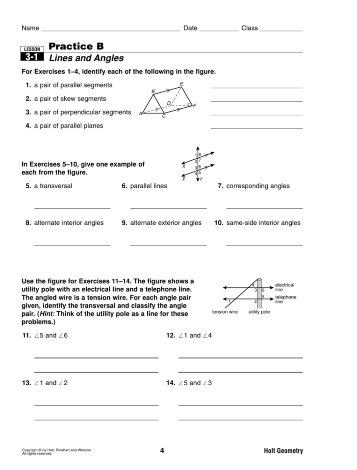 3 2 Angles And Parallel Lines Worksheet Answers