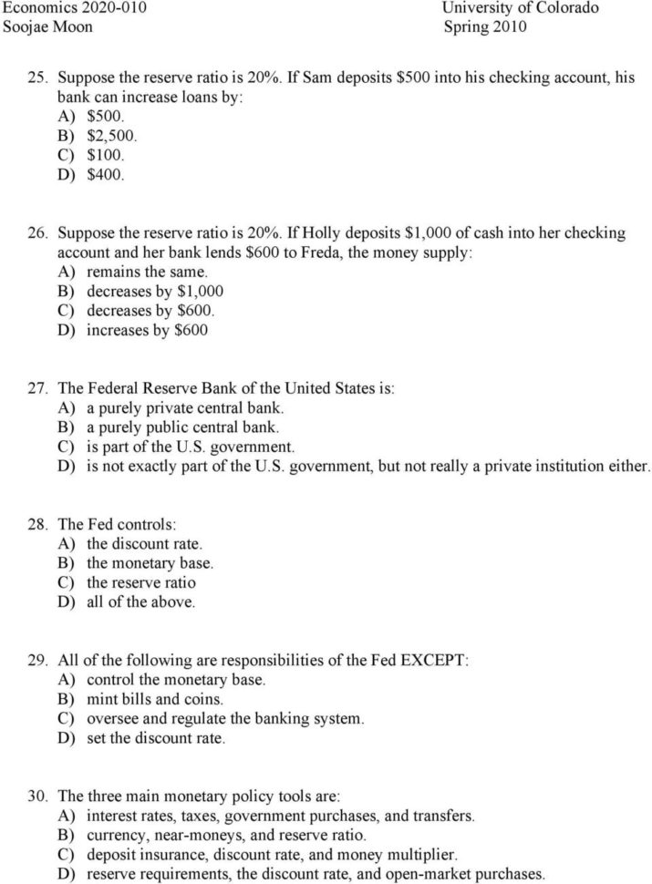 Practice Problems Chapter 14 Money Banking And The