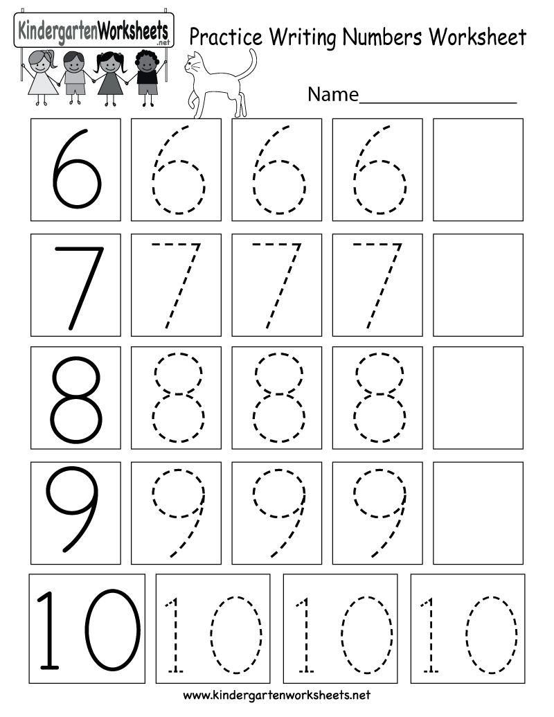 Practice Writing Numbers Worksheet  Free Kindergarten Math
