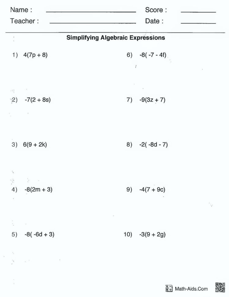 Pre Algebra Worksheets