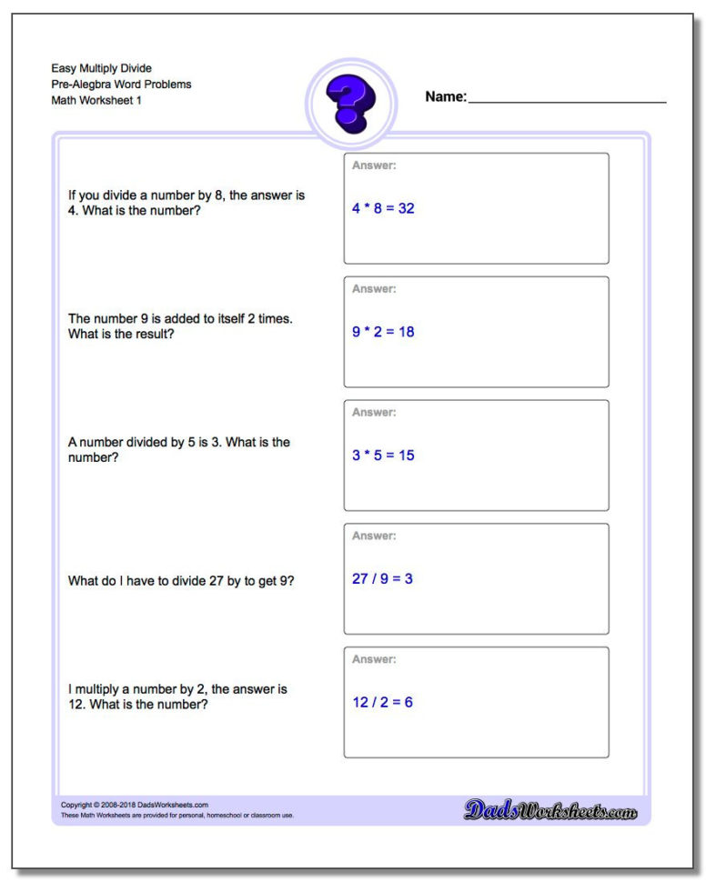 Prealgebra Word Problems