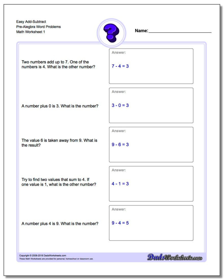 Prealgebra Word Problems