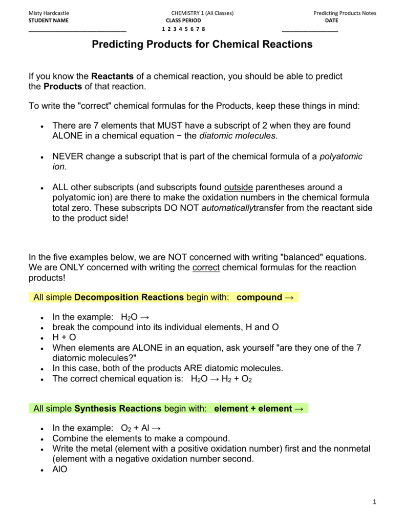 Predicting Products For Chemical Reactions Db excel