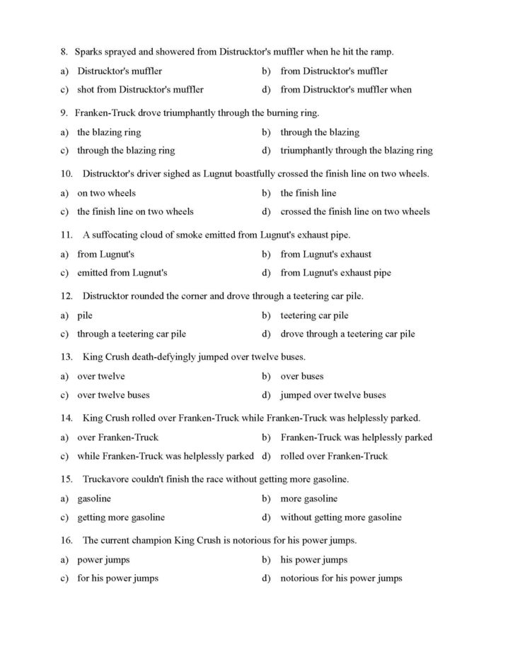Prepositional Phrases Worksheet With Answer Key