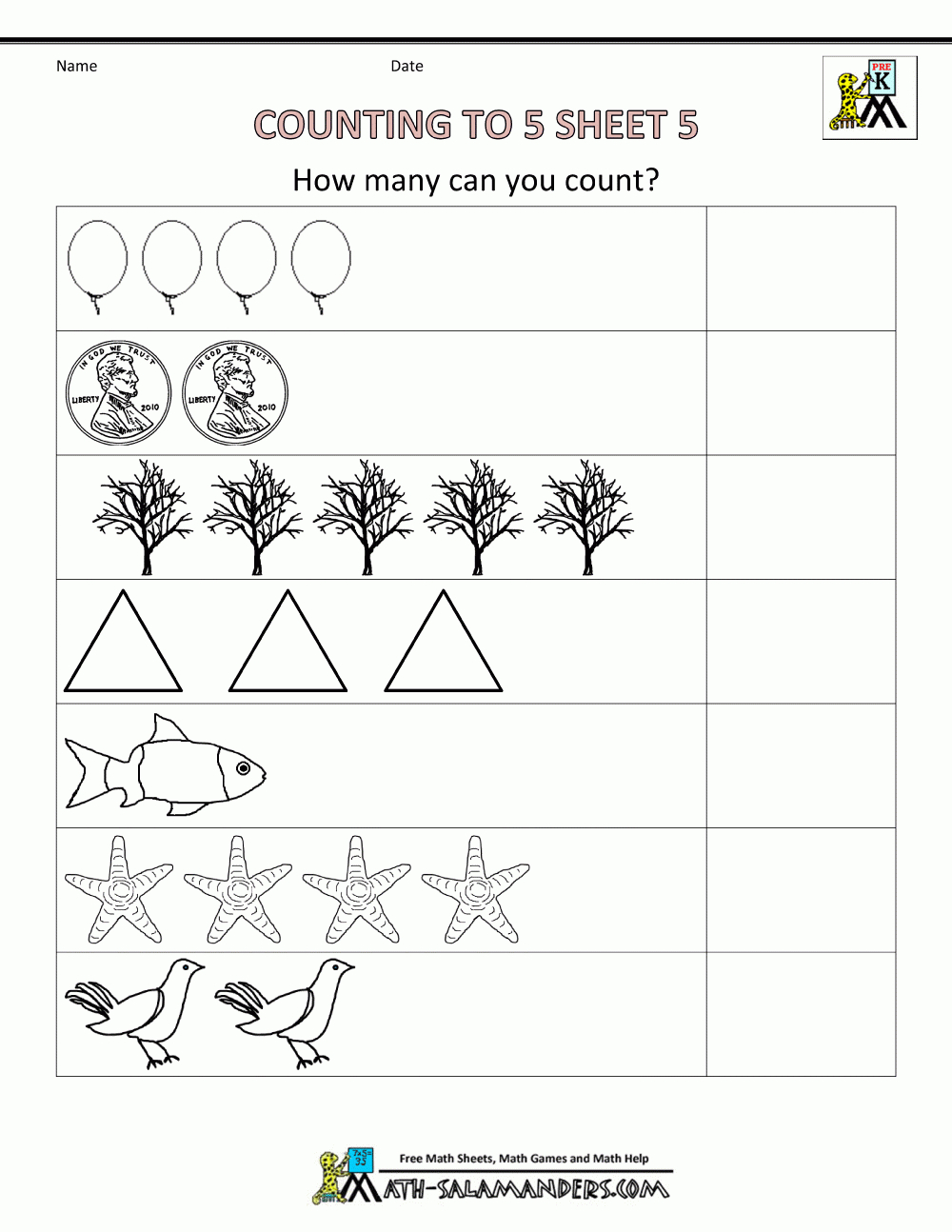 Preschool Counting Worksheets Free