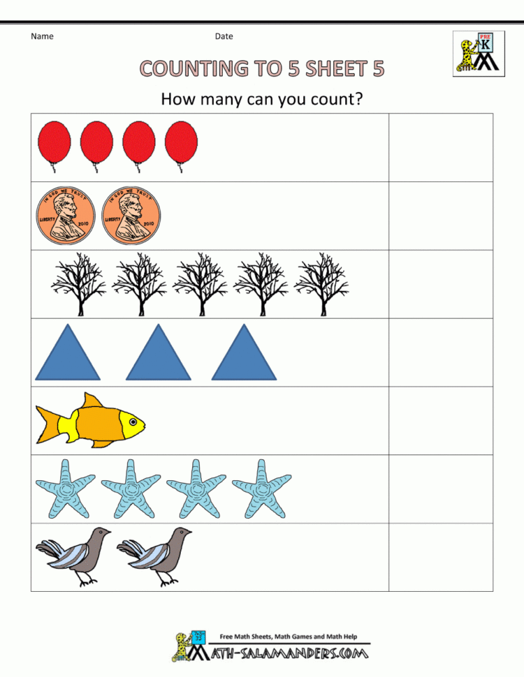 Preschool Counting Worksheets  Counting To 5