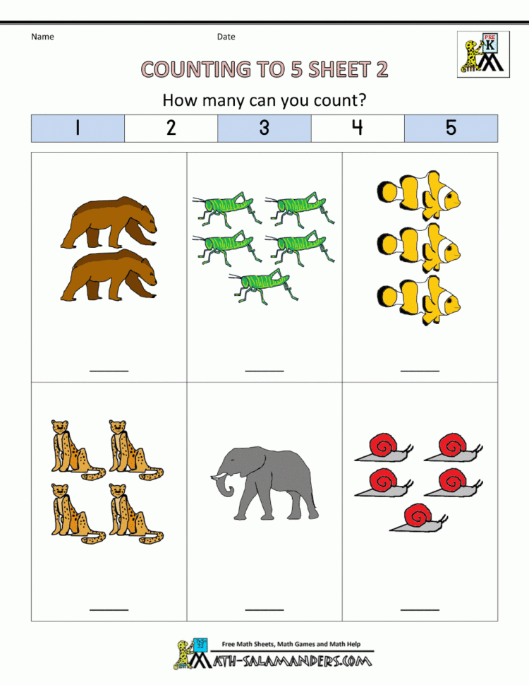 Preschool Counting Worksheets  Counting To 5
