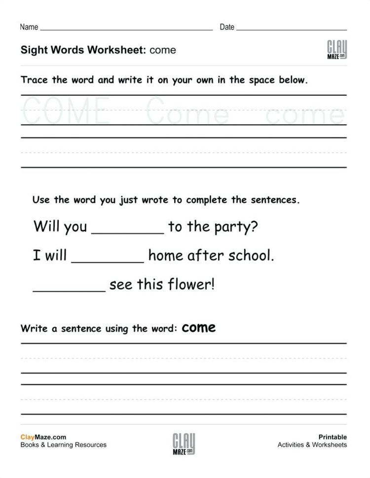 Preschool Worksheet Sight Words To Print Preschool Worksheet Sight