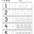 Preschool Worksheet Using Numbers  Free Kindergarten Math