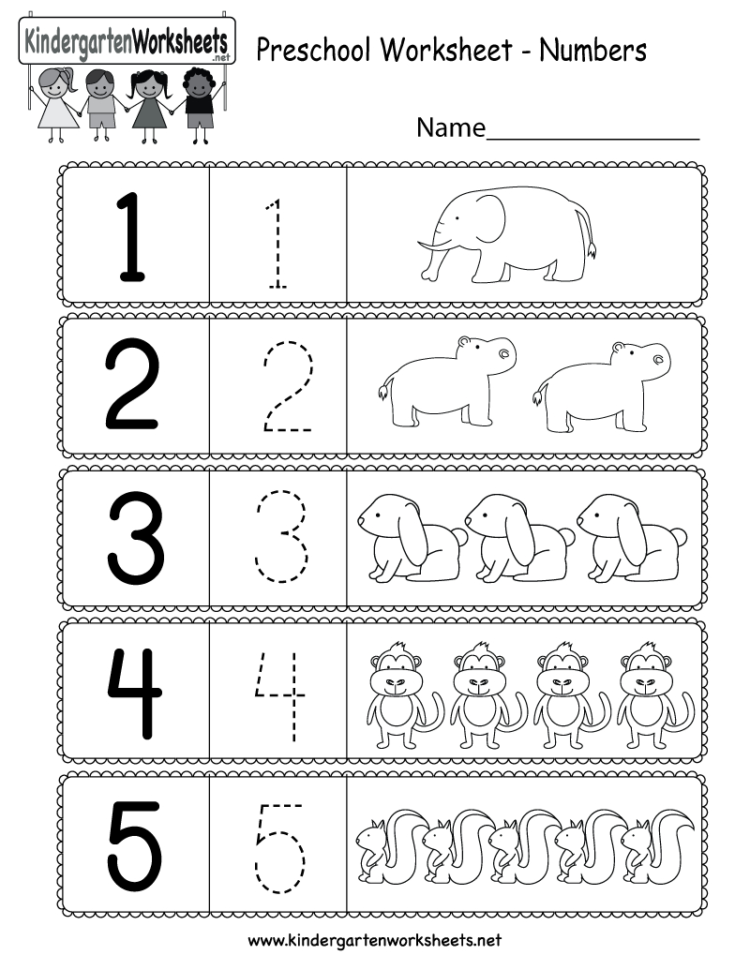 Preschool Worksheet Using Numbers  Free Kindergarten Math