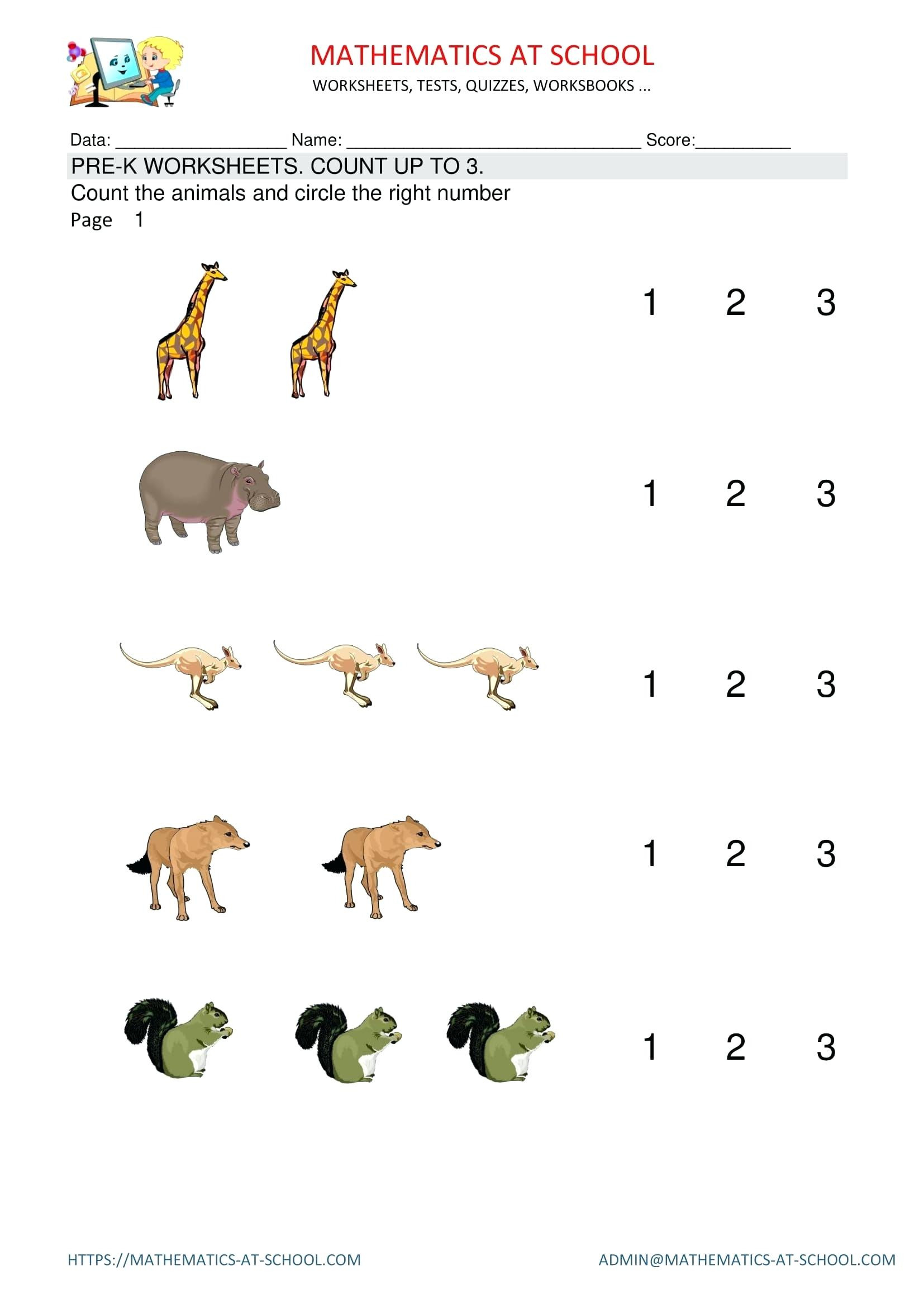 Number Names Worksheets Worksheets For 3 Year Olds Free On Workshe In 
