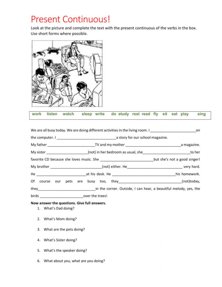 Present Continuous Interactive Worksheet Db Excel Com