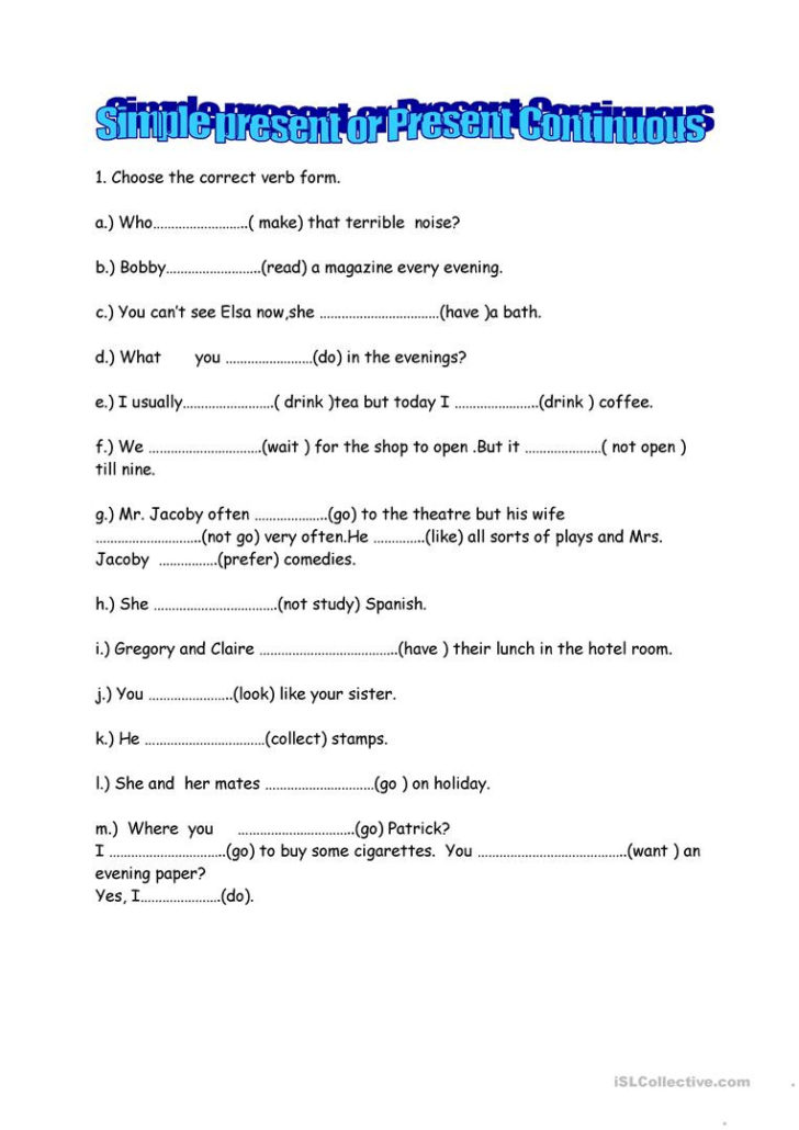 Present Progressive Spanish Worksheet Db excel