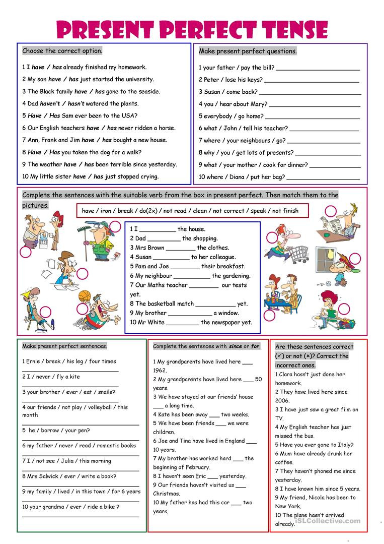Present Perfect Tense Worksheets For Grade 6