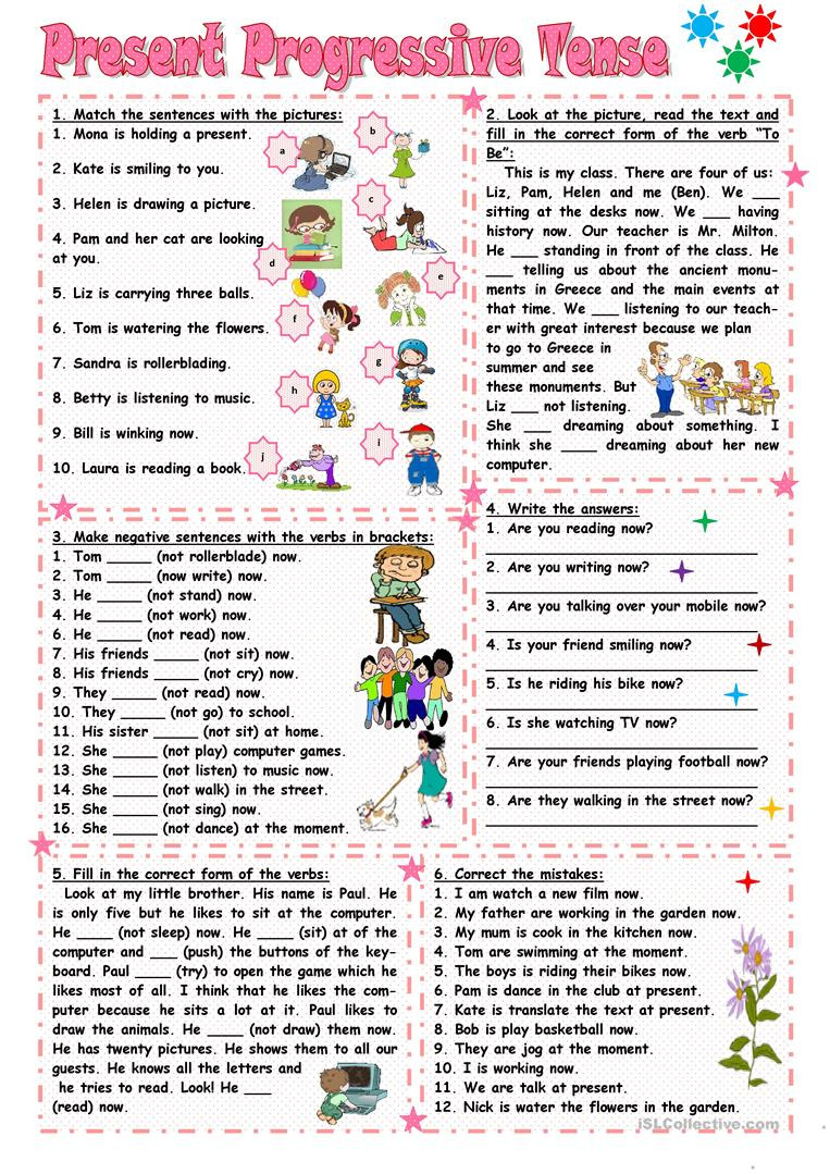 Progressive Tenses Of Verbs Worksheets With Answers