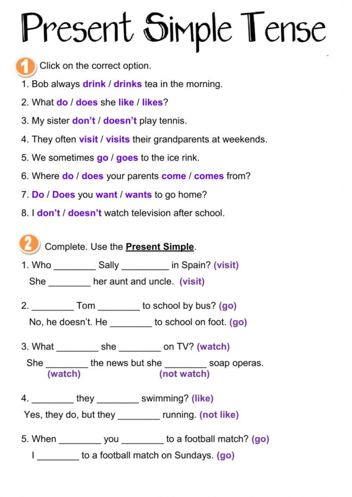 Present Simple Interactive Worksheets