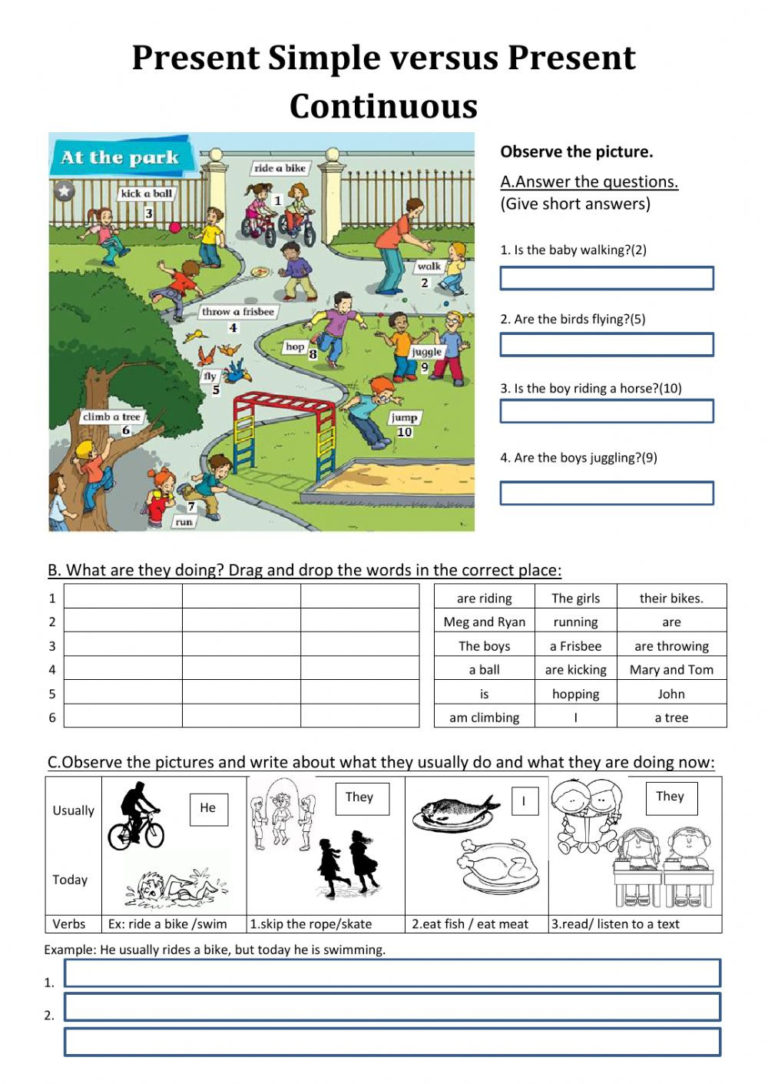 Present Progressive Worksheets — Db