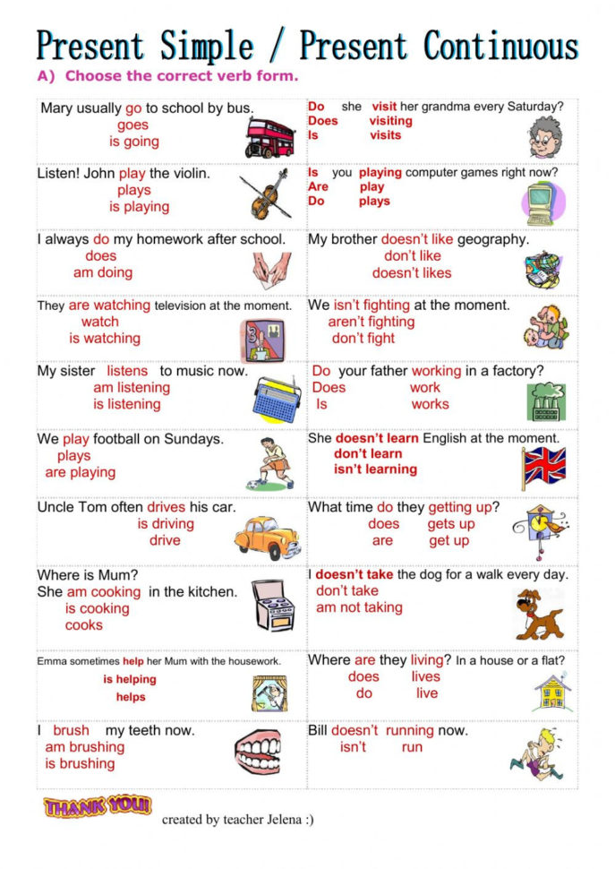 Present Simple Vs Present Continuous  Interactive Worksheet