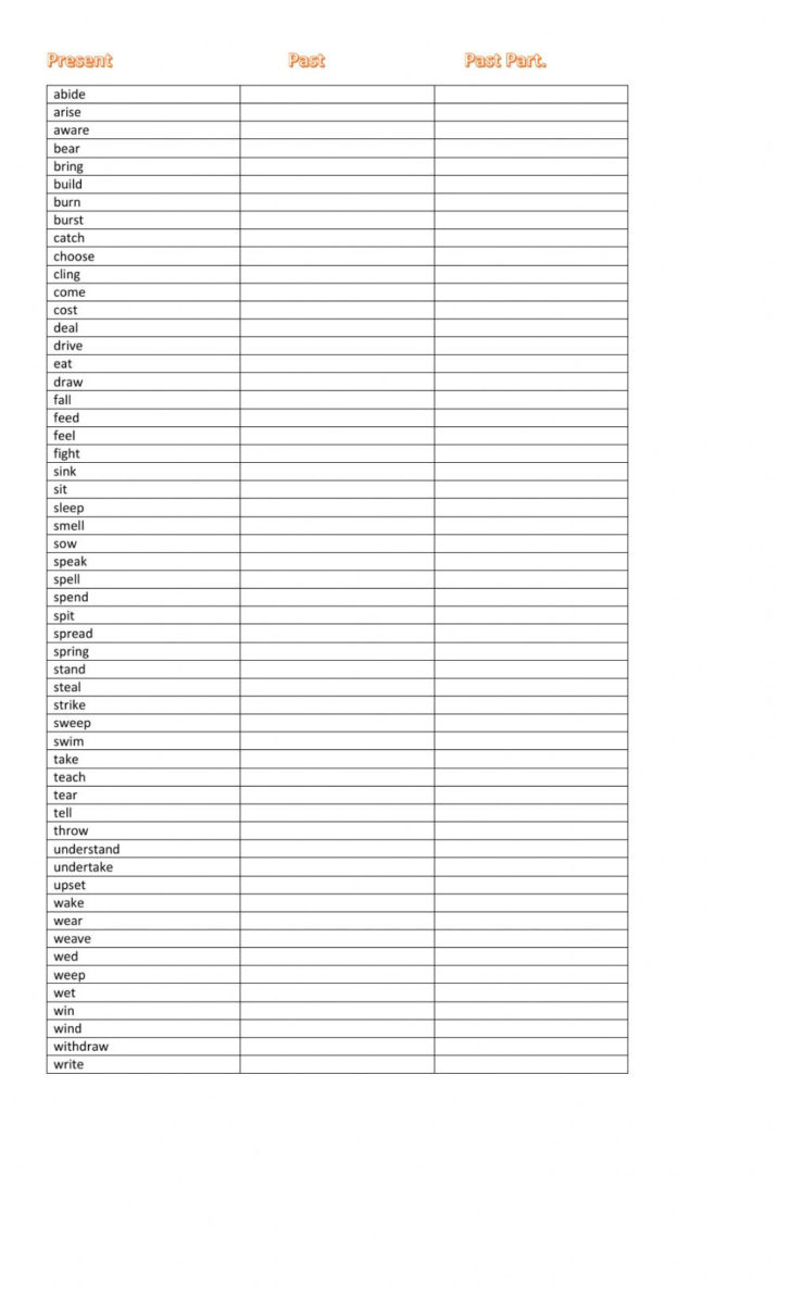 Past Participle Spanish Worksheet