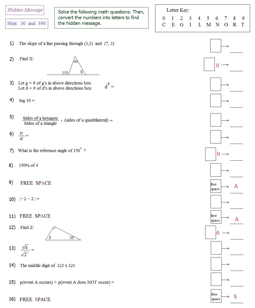 Act Math Worksheets Db excel