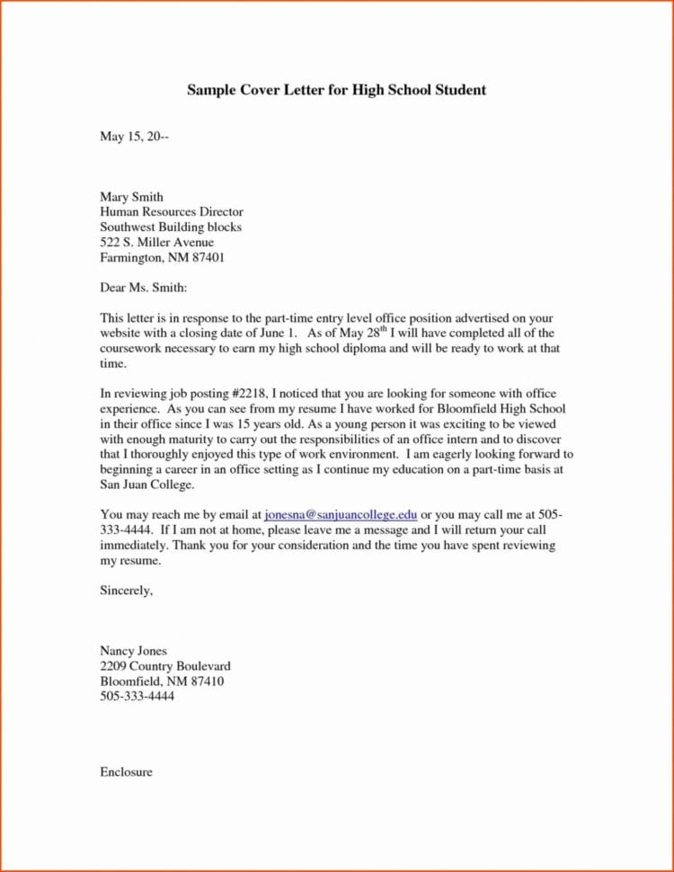 Printable Cover Letter  High School 2Cover Letter