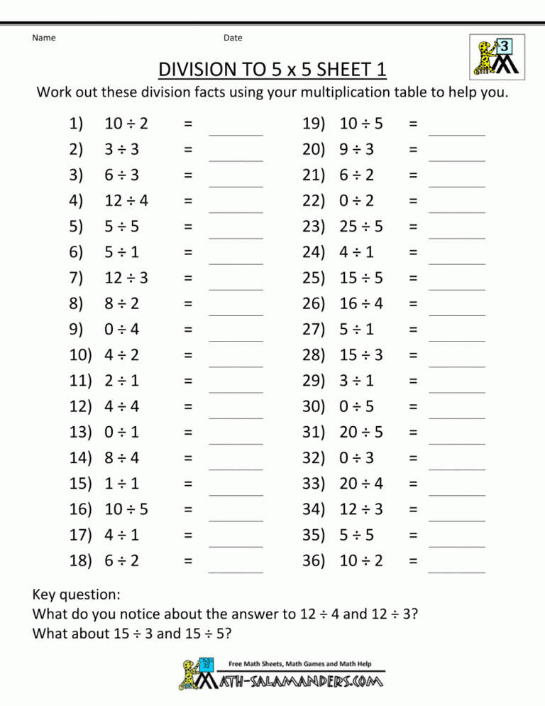 Third Grade Division Worksheets — db-excel.com