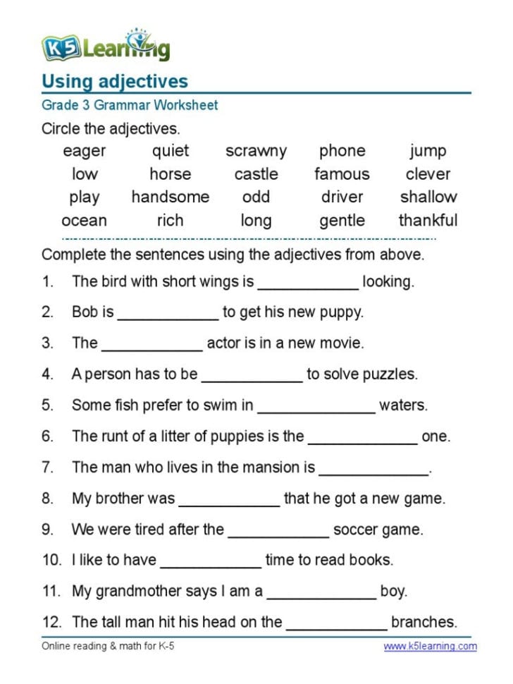 Printable Grammar Worksheets – Printall