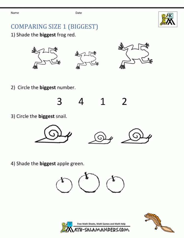 Printable Kindergarten Math Worksheets Comparing Numbers And
