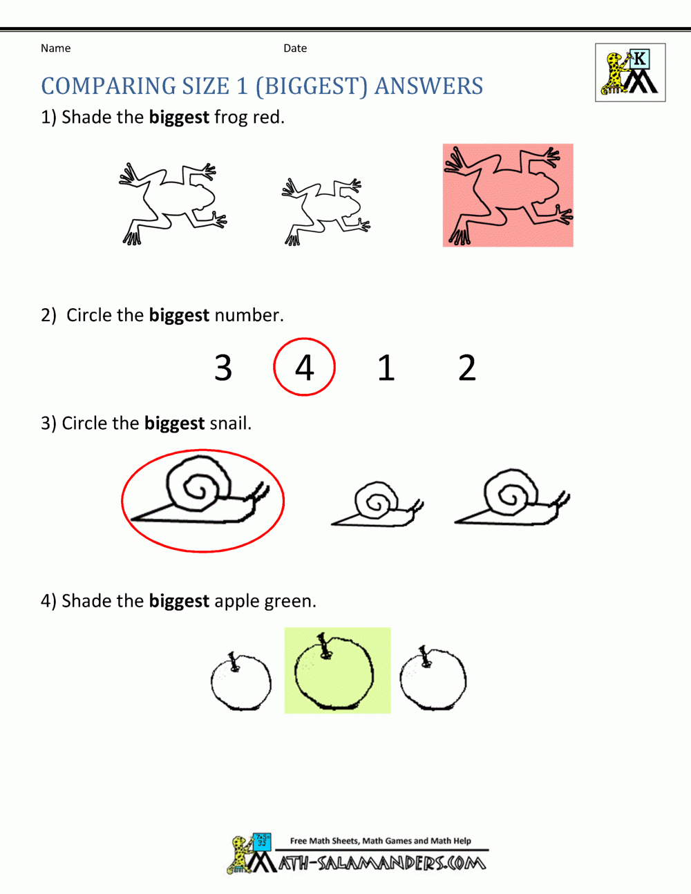 Printable Kindergarten Math Worksheets Comparing Numbers And