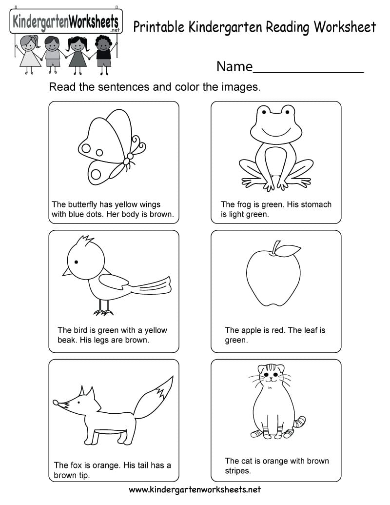 Printable Kindergarten Reading Worksheet Free English