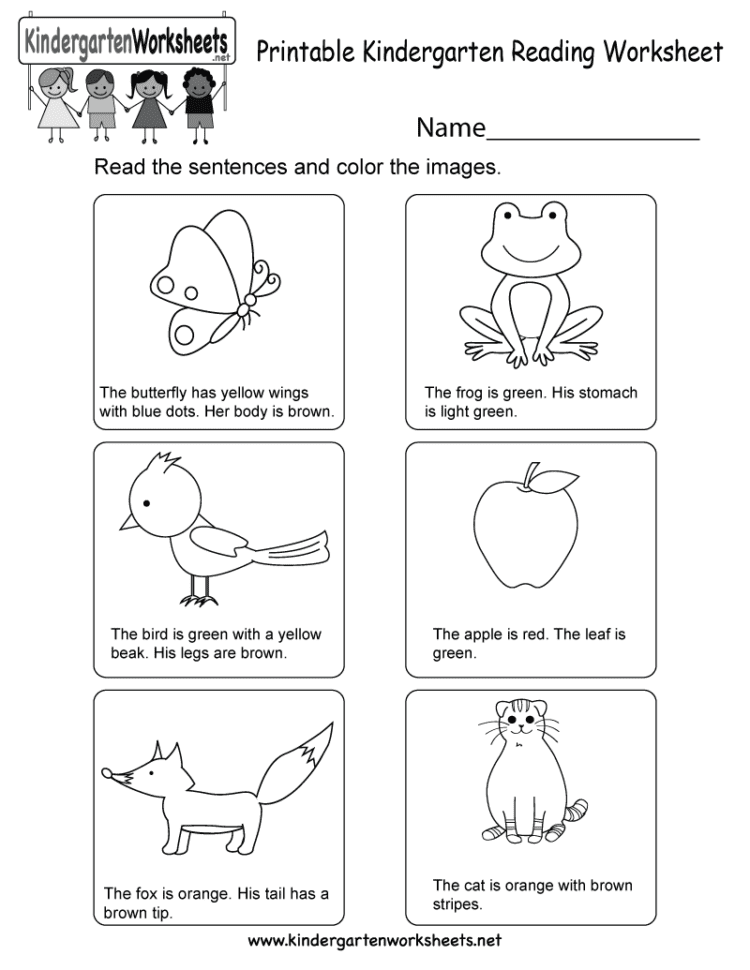 Printable Kindergarten Reading Worksheet  Free English