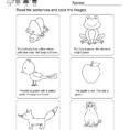 Printable Kindergarten Reading Worksheet  Free English Worksheet