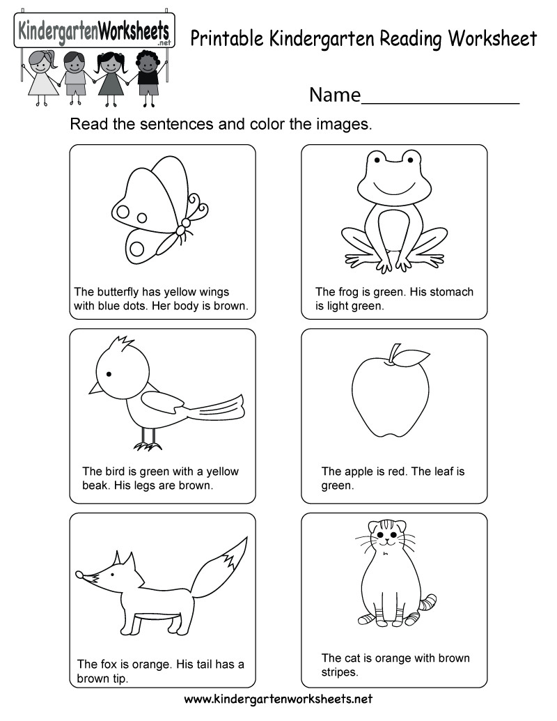 Printable Kindergarten Reading Worksheet Free English