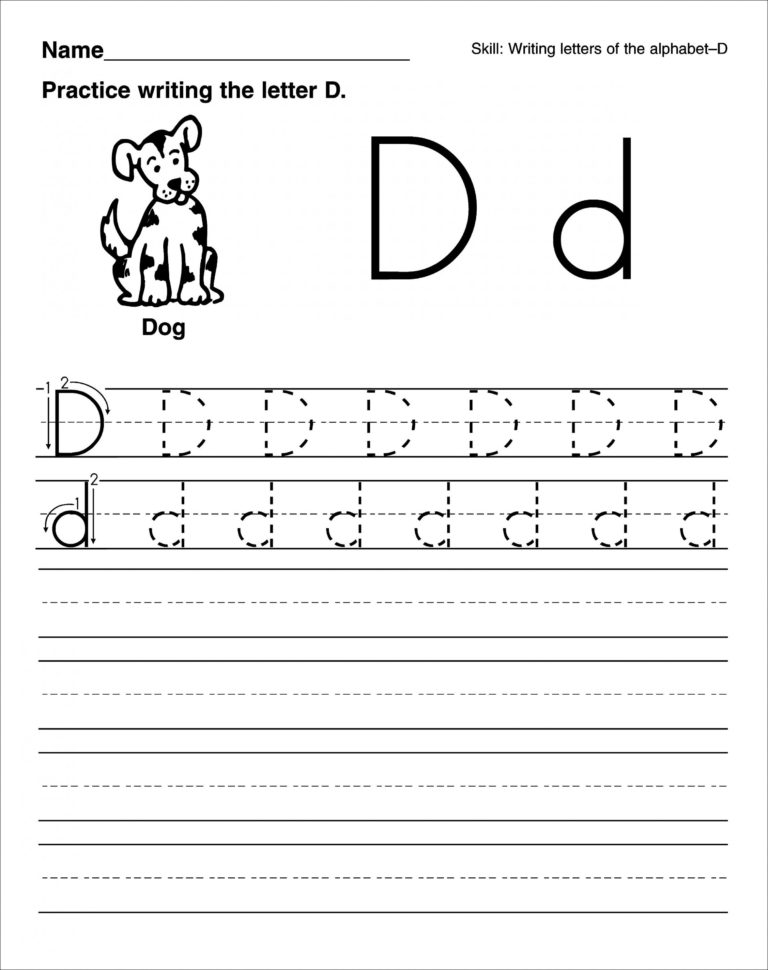 Printable Letter D Worksheets For Preschool  Kindergarten