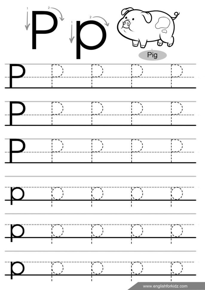 Printable Letters P Stencil Pdf Preschool Worksheets Paw
