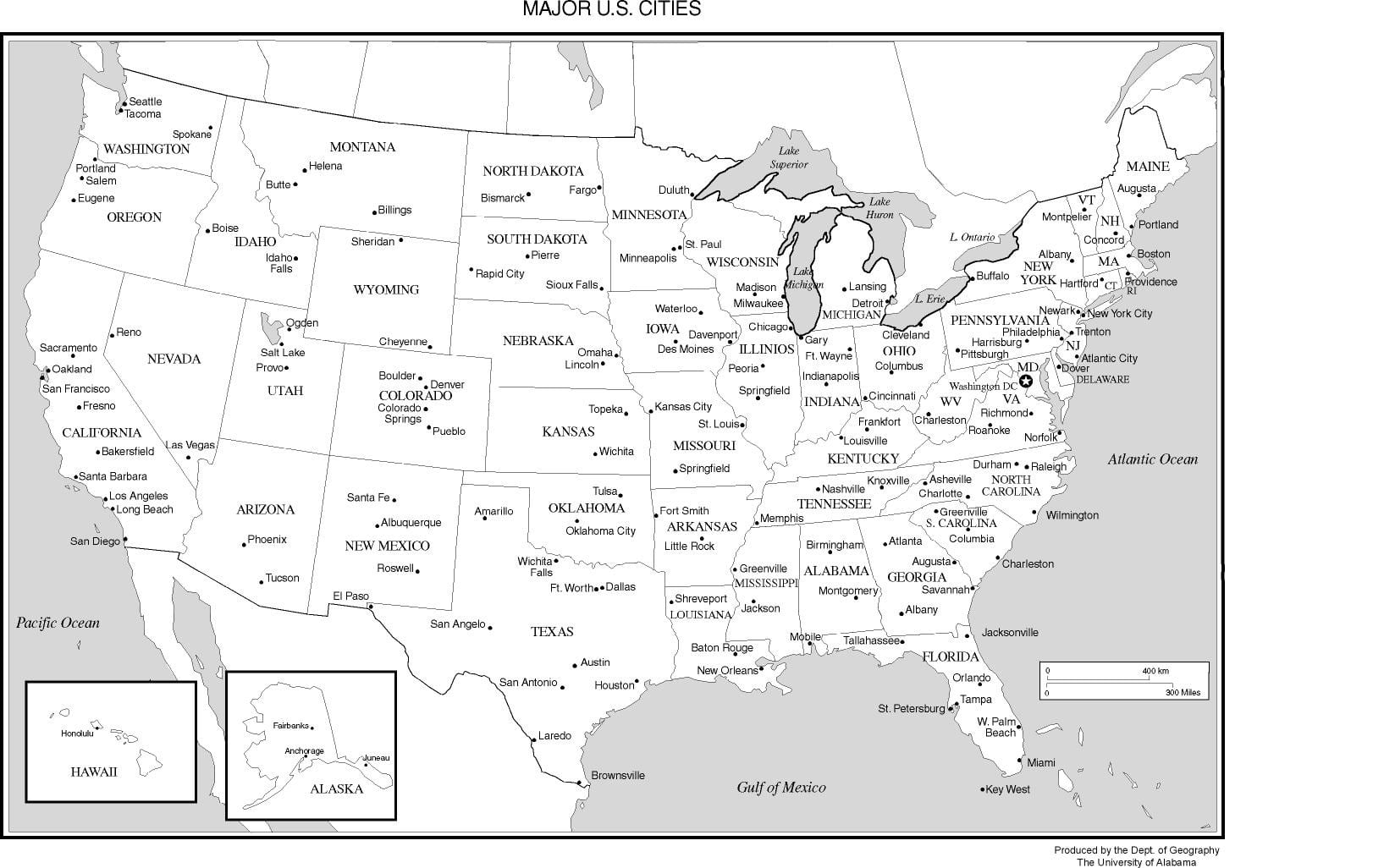 Printable Map Of Usa With Capitals And Travel Information