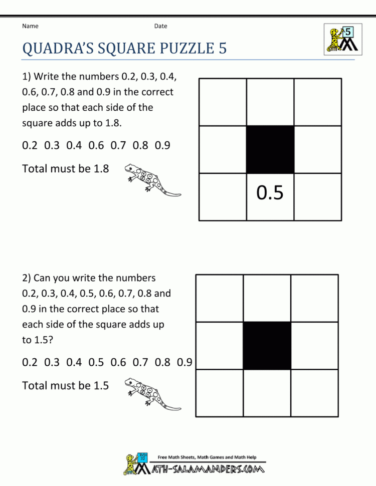 Printable Math Puzzles 5Th Grade
