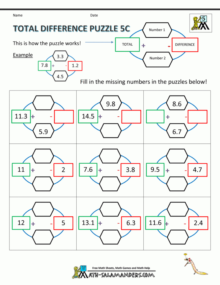 Printable Math Puzzles 5Th Grade