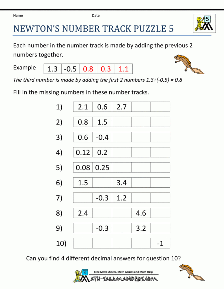 Printable Math Puzzles 5Th Grade