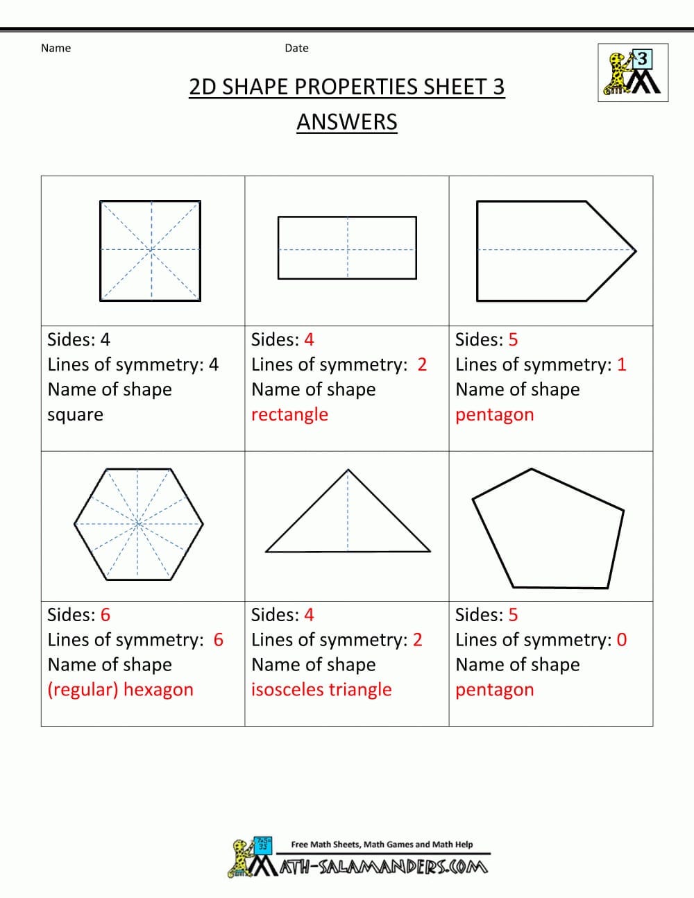 Printable Math Worksheets Grade 3 Geometry Db excel