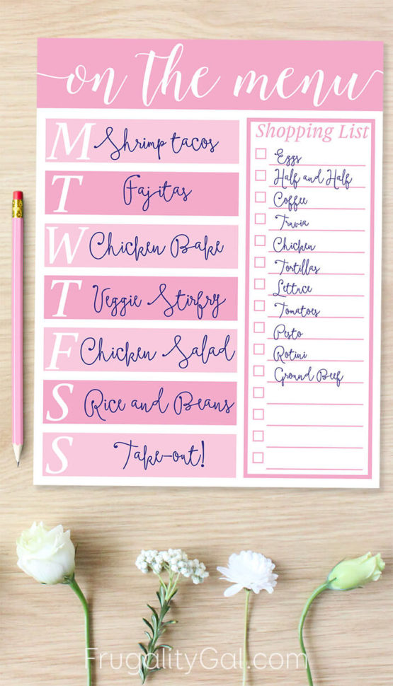 Printable Meal Planner  Free Menu Planning Worksheet