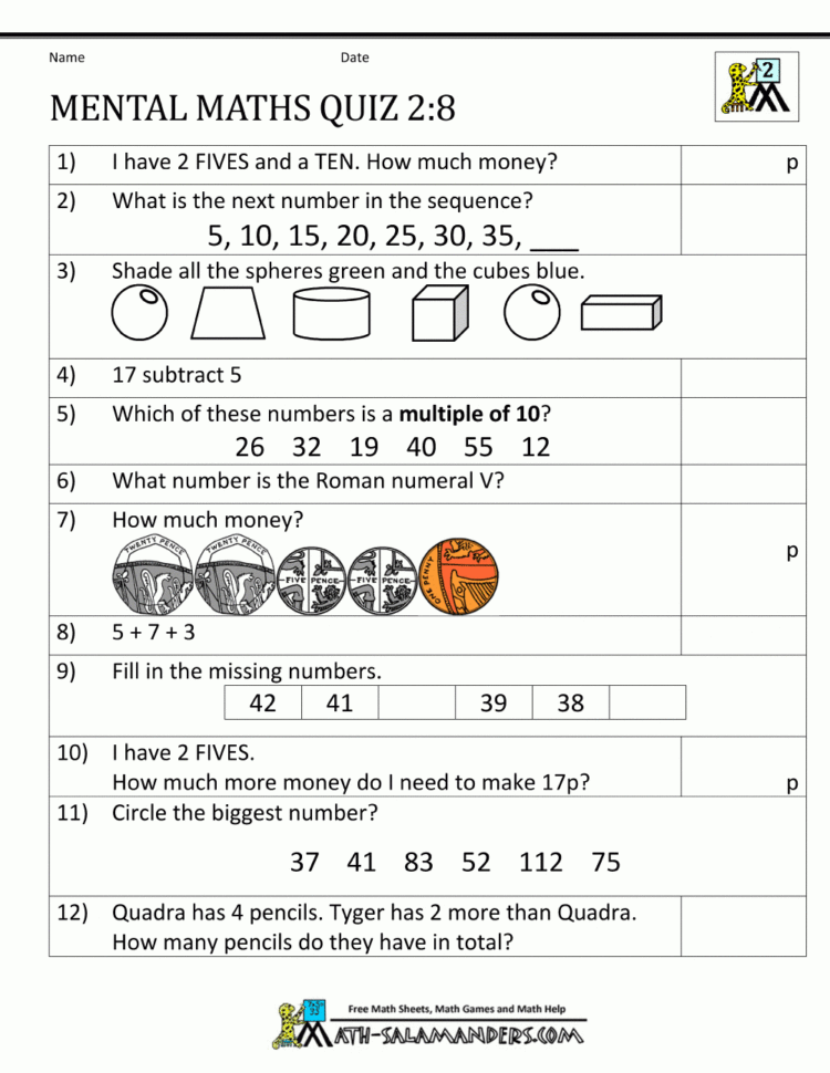 Printable Mental Maths Year 2 Worksheets Printable Mental Maths Year 2 Worksheets